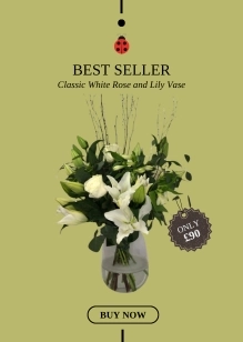 Classic White Rose and Lily Vase Best Seller Liverpool